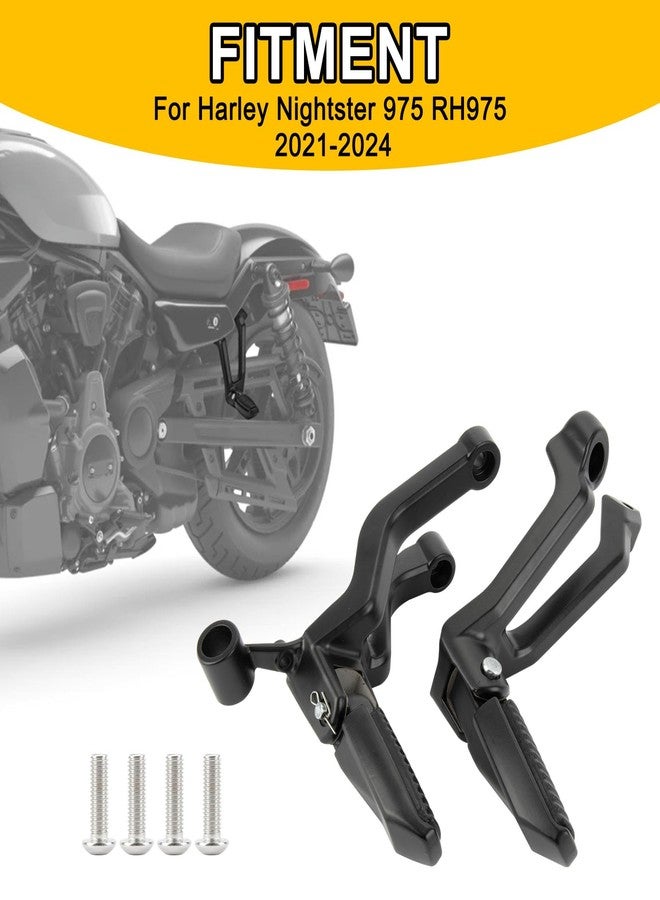 psler For Nightster 975 RH975 Passenger Pegs - PSLER Motorcycle Foot Peg Rear Pedals Footrest Mount W/Mounting Bracket Foldable for Nightster975 rh975 2021-2025 and for Special RH975S 2023-2025 - Image 2